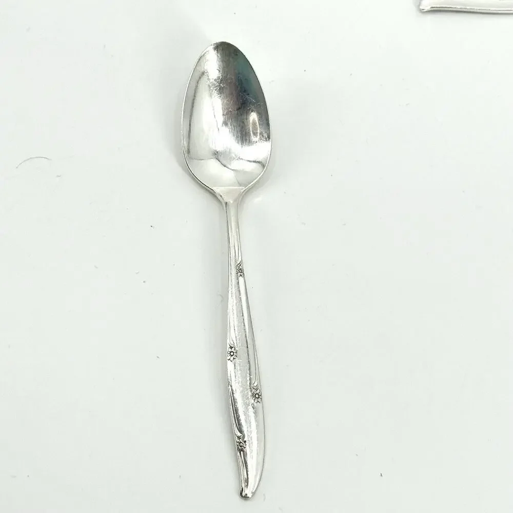 Lot of 11 Oneida Community SILVER FLOWER 1960s Silverplate Oval Teaspoons 5 7/8